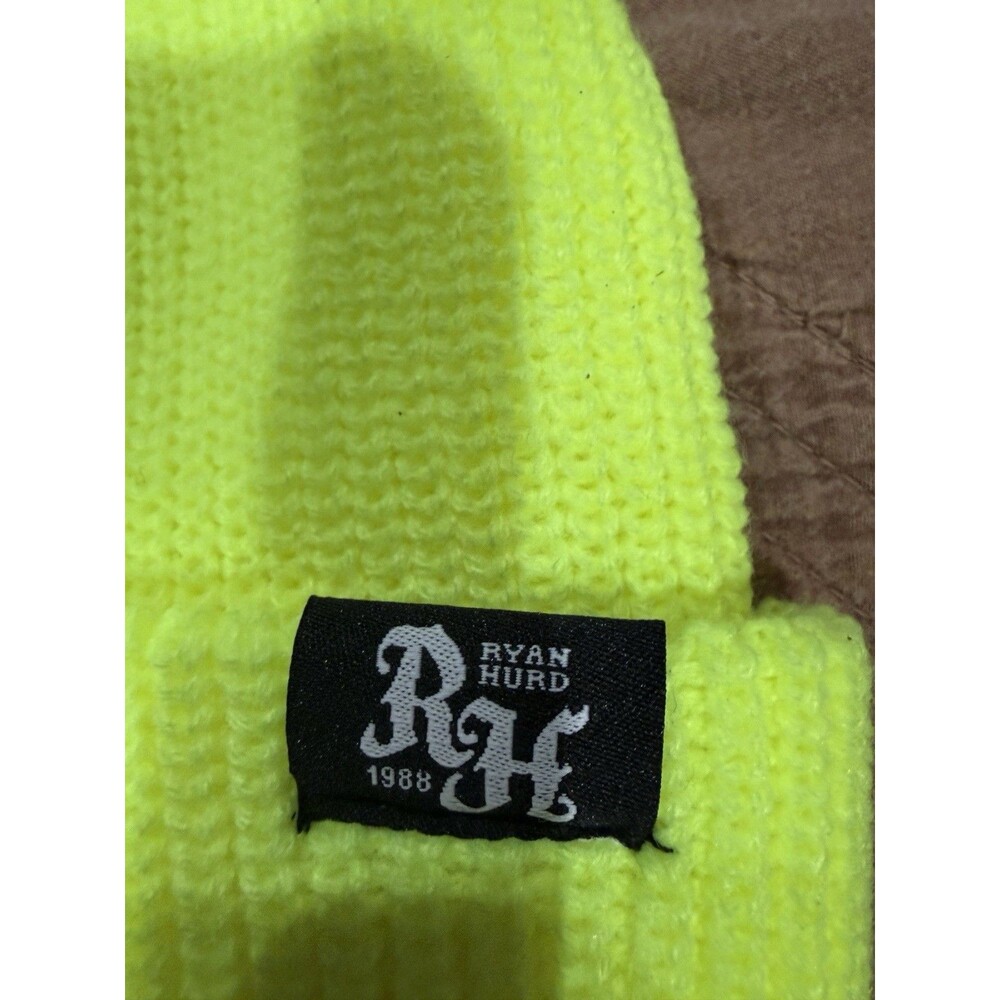 Ryan Hurd 1988 Neon Yellow Green Ribbed Cuffed Winter Beanie Hat Merch